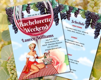 Wine Weekend Getaway Invitation, Bridal Shower, Girls Weekend, Editable Instant Download, Bachelorette Invite