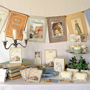 Jane Austen Pride and Prejudice, Printable Party Pack Kit, Regency Wedding, Tea Party Bridal Shower, Instant Download.
