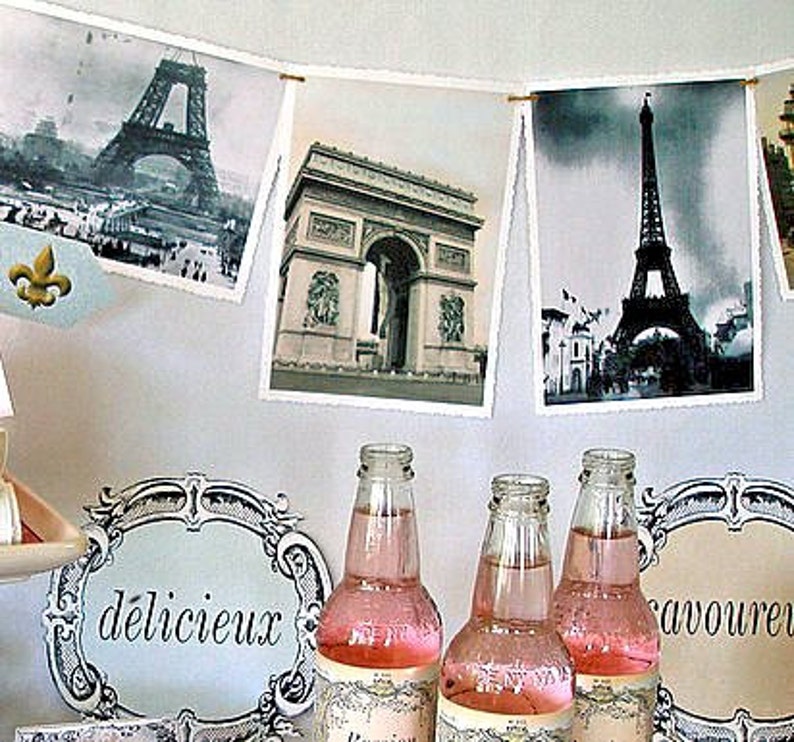 Parisian Printable Party Pack Kit, Instant Download Files, Editable, French Party Decor image 3
