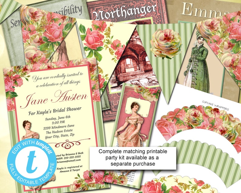 Floral Garden Note Card Printable Instant Download Tea Party - Etsy
