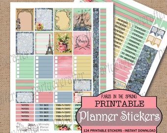 Printable Planner Stickers French Parisian Instant Download Sticker Sheets