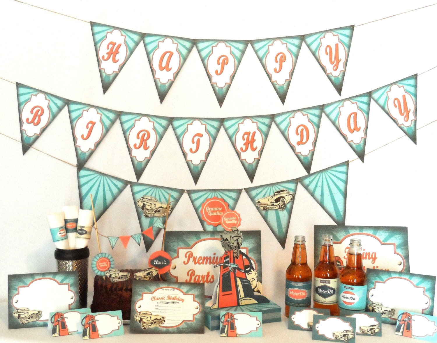 Classic Car Birthday Printable Party Pack Kit Instant Download | Etsy