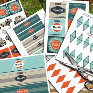 Classic Car or Truck Birthday, Printable Party Pack Kit, Vintage ...