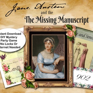 Jane Austen Game, Mystery Game, Escape Game, Pride and Prejudice, Jane Austen Gift
