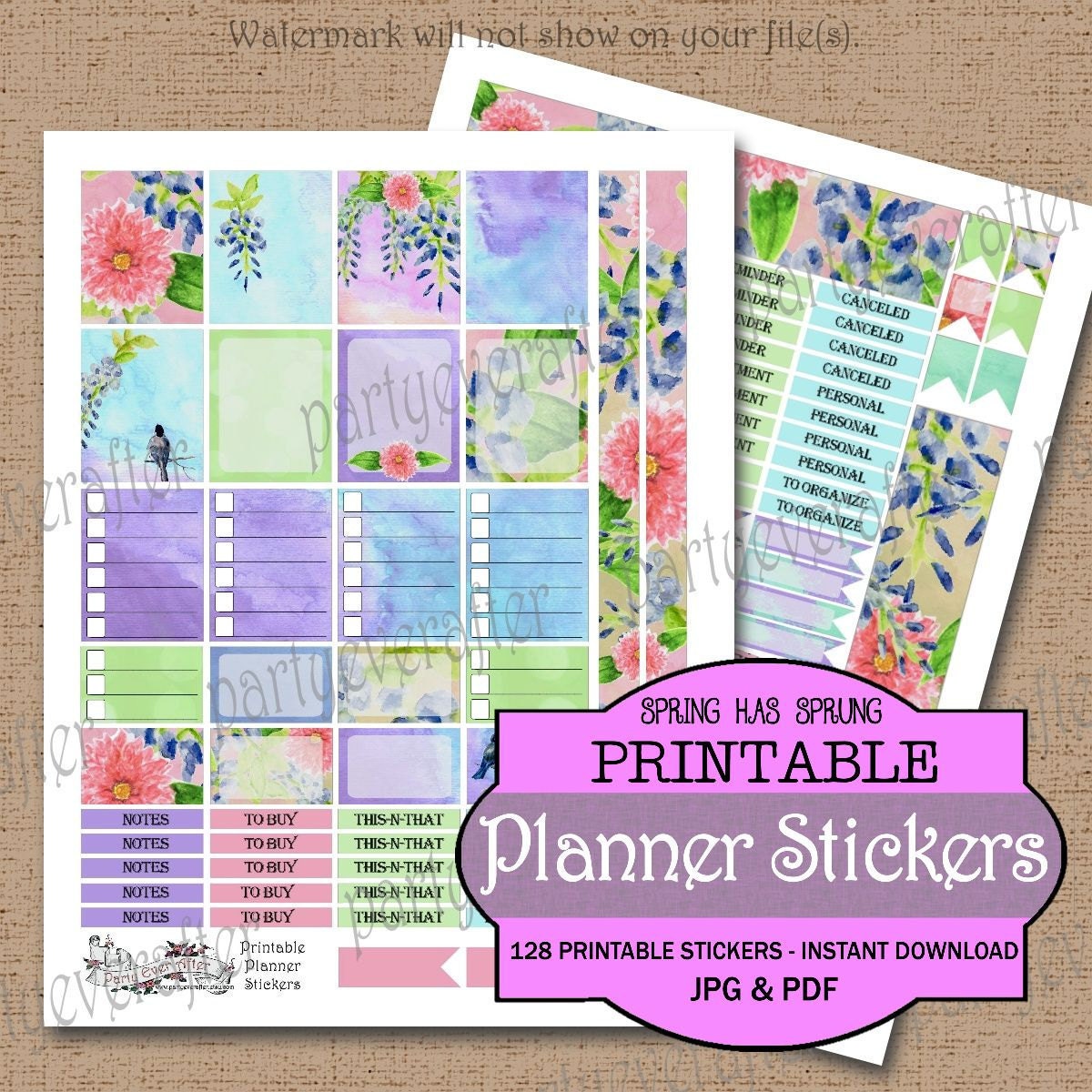 Printable Planner Stickers Instant Download Spring Flowers - Etsy