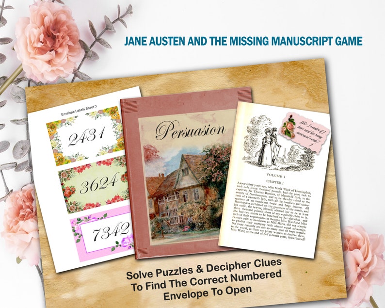 Pu&ograve; includere: Un gioco basato sul romanzo di Jane Austen "Persuasione". Il gioco include tre buste con i numeri 2431, 3624 e 7342. Il gioco richiede di risolvere enigmi e decifrare indizi per trovare la busta numerata corretta da aprire.