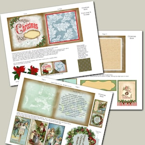 Puede incluir: Un libro de Navidad imprimible con instrucciones sobre cómo ensamblar un libro 3D. El libro incluye imágenes de decoraciones navideñas, coronas y un árbol de Navidad. El libro también incluye texto sobre el origen de la corona navideña.