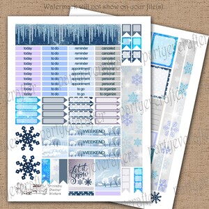 Printable Planner Stickers Instant Download Winter Wonderland Snow image 3
