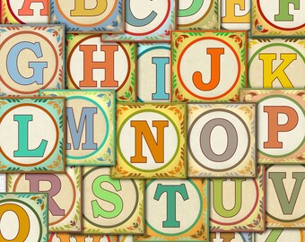 Vintage Alphabet Baby Block Banner, Party Dekoration zum Ausdrucken (PDF Dateien)