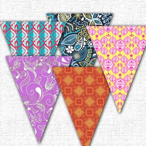 Colorful Boho Bunting Banner Printable Instant Download