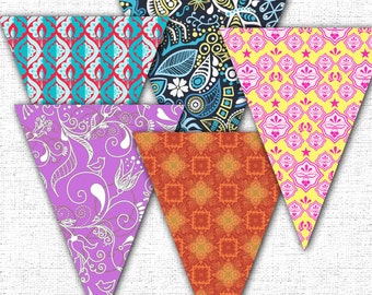 Colorful Boho Bunting Banner Printable Instant Download