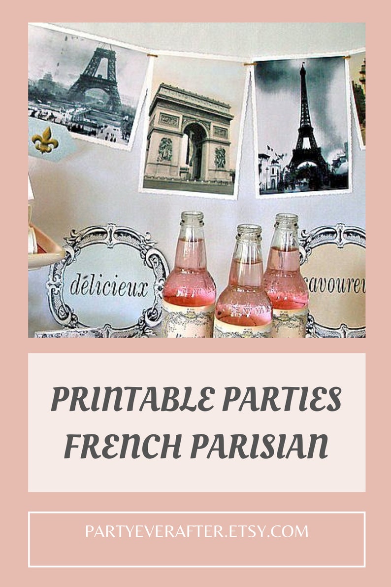 Parisian Printable Party Pack Kit, Instant Download Files, Editable, French Party Decor image 10