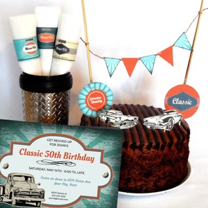Classic Car or Truck Birthday, Printable Party Pack Kit, Vintage