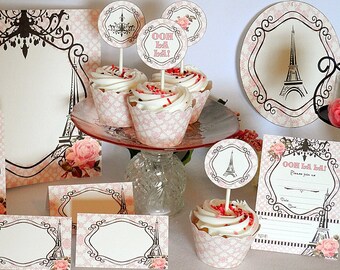 Parisian Printable Party Pack Kit Ooh La La French Instant Download
