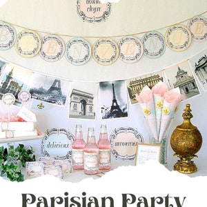 Parisian Printable Party Pack Kit, Instant Download Files, Editable, French Party Decor image 8