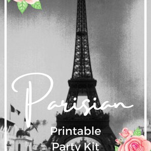 Parisian Printable Party Pack Kit, Instant Download Files, Editable, French Party Decor image 7