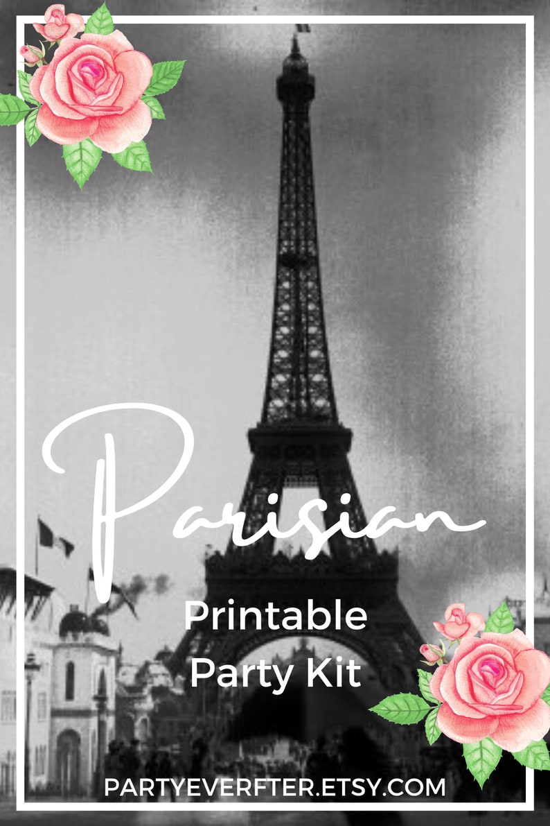 Parisian Printable Party Pack Kit, Instant Download Files, Editable, French Party Decor image 7