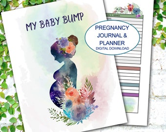 Pregnancy Journal, Pregnancy Planner, Pregnancy Diary, Pregnancy Tracker, Instant Download, 5 Sizes, Printable