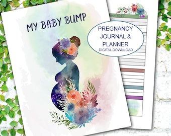 Pregnancy Journal, Pregnancy Planner, Pregnancy Diary, Pregnancy Tracker, Instant Download, 5 Sizes, Printable