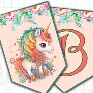Unicorn Birthday Banner, Unicorn Party Banner, Unicorn Birthday Garland, Unicorn Party Decor, Unicorn Happy Birthday Banner,Instant Download