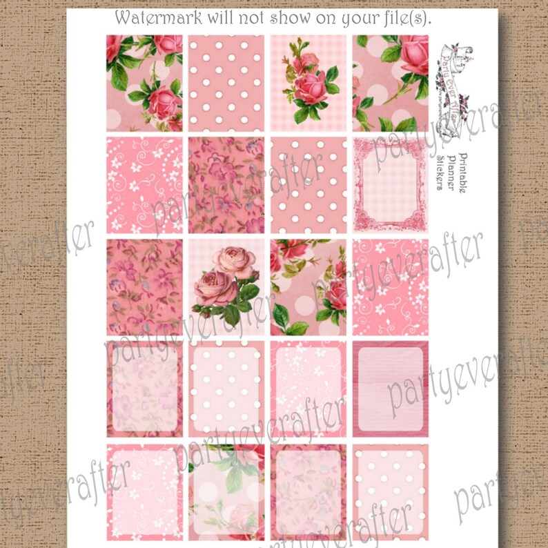 Printable Planner Sticker Sheet Instant Download Polka Dots Pink Roses ...