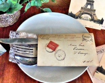 Travel French Paris Utensil Napkin Holder, DIY Printable, Instant Download