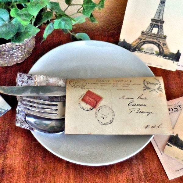 Travel French Paris Utensil Napkin Holder, DIY Printable, Instant Download