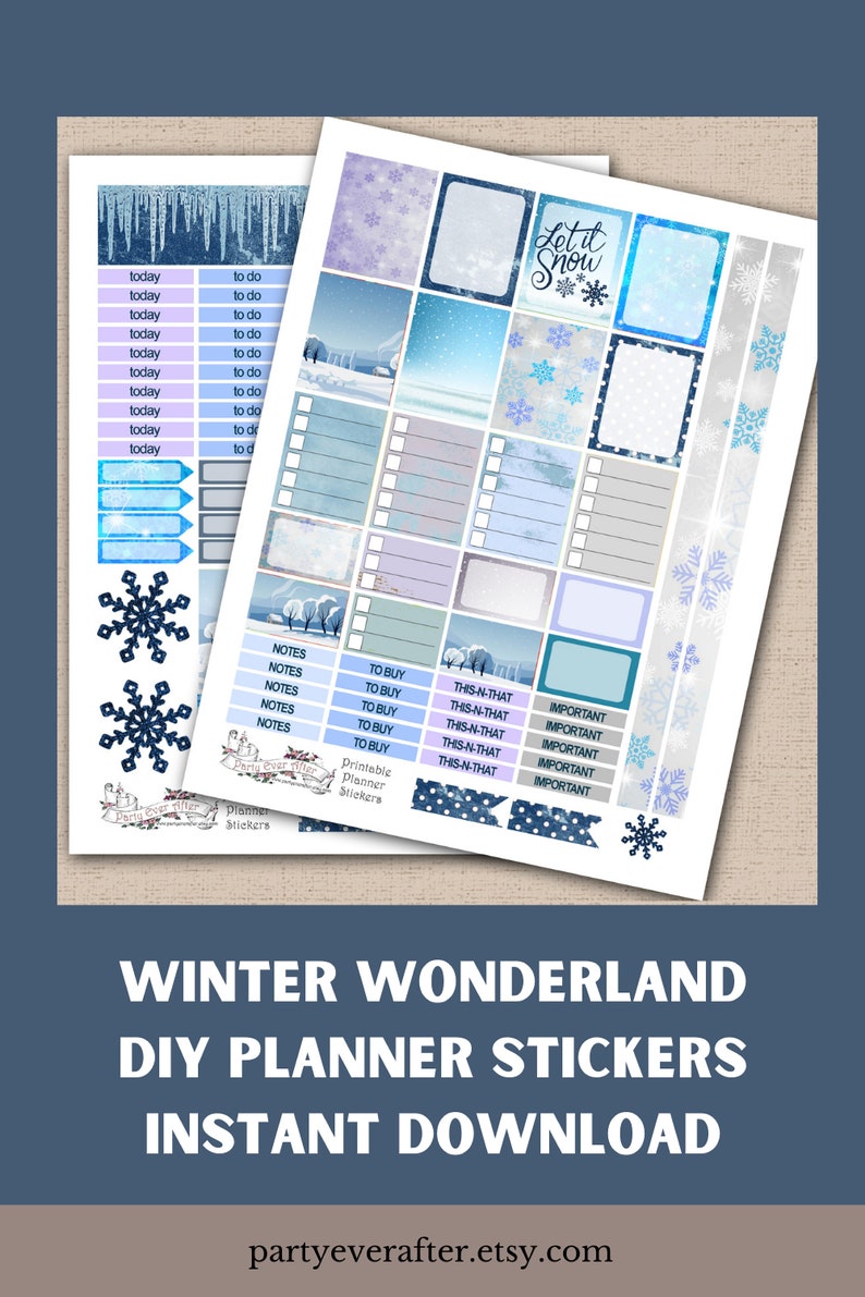 Printable Planner Stickers Instant Download Winter Wonderland Snow image 4