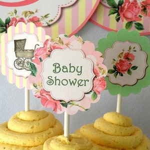 Baby Shower Cupcake Toppers Tags Printable Instant Download