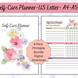 Self-Care Planner Checkliste für psychische Gesundheit und Wellness, Tägliches Wohlbefinden Achtsamkeit Geschenk, Selbstliebe Täglicher Undatierter druckbarer Planer
