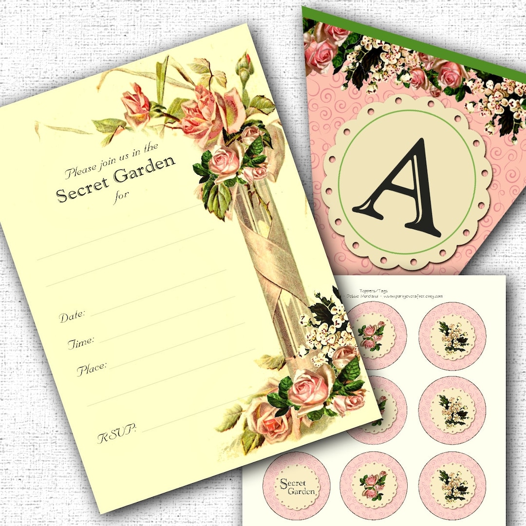 Secret Garden Printable Party Pack Kit Instant Download Alphabet ...