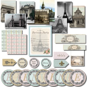 Parisian Printable Party Pack Kit, Instant Download Files, Editable, French Party Decor image 5