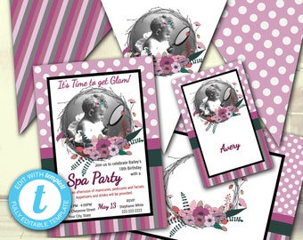 DIY Printable Vintage Spa Party, Baby Shower, Birthday Decor, Girl's Night