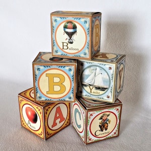 Vintage Baby Blocks, Printable Blocks, Baby Shower Blocks, Printable ABC, Alphabet Blocks, ABC Blocks, Letter Blocks, DIY Baby Blocks