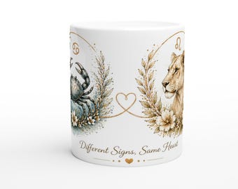 Cancer Leo Zodiac Mug | Celestial Lioness Crab Coffee Cup | Astrology Gift