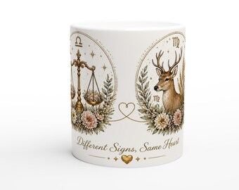 Libra Virgo Zodiac Mug, Mother Son Astrology Coffee Cup, Family Keepsake