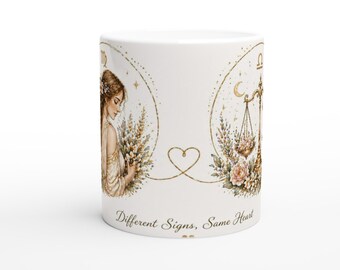 Virgo Libra Zodiac Mug, Astrology Family Gift, Mother Daughter Son Ceramic Cup