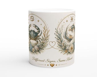 Cancer Pisces Zodiac Mug, Mother Daughter Son Gift, Astrology Family Keepsake