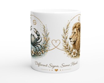 Cancer Leo Zodiac Mug | Mother Son Astrology Coffee Cup