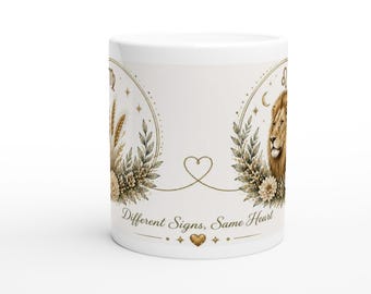 Virgo Leo Zodiac Mug, Mother Son Gift, Astrology Ceramic Cup, Birthday Present