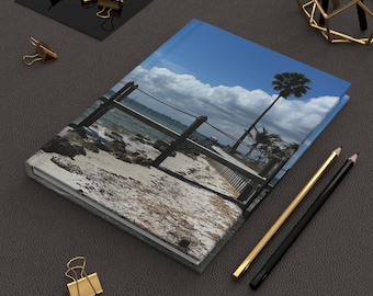 Shoreline Palm | Coastal Pier Hardcover Journal