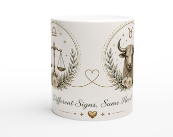 Libra Taurus Zodiac Mug, Astrology Family Gift, Mother Daughter Son Keepsake