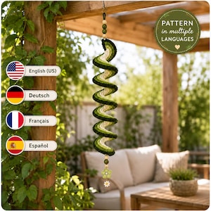 Super Easy Crochet Wind Spinner Pattern PDF, Easy Spiral Hanging Garden Decor, Beginner Crochet, Instant Download