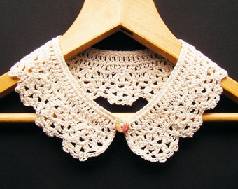 Collier en coton au crochet crème, accent de mode femme