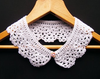 White Cotton Crochet Collar, Dance Costume Collar