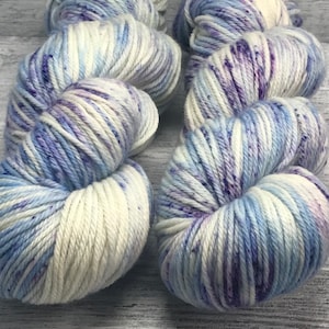 Blue Speckled Hand Dyed DK Sock Yarn Superwash Merino