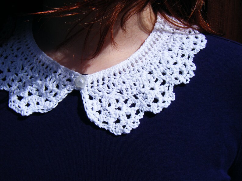 White Lace Collar Peter Pan Collar Crochet Neck Accessory image 1