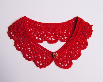 Red Crochet Lace Collar