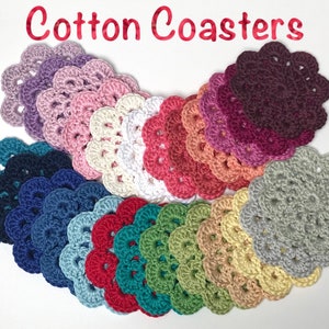 Crochet Coasters 4 or 6 or 8 - Choose Your Colours and Quantity