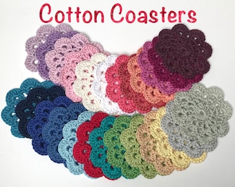 Crochet Coasters 4 or 6 or 8 - Choose Your Colours and Quantity